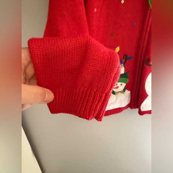 Tiara International Christmas Sweater Woman’s SZ S Red Snowman Full Zip Holiday - Picture 4 of 7